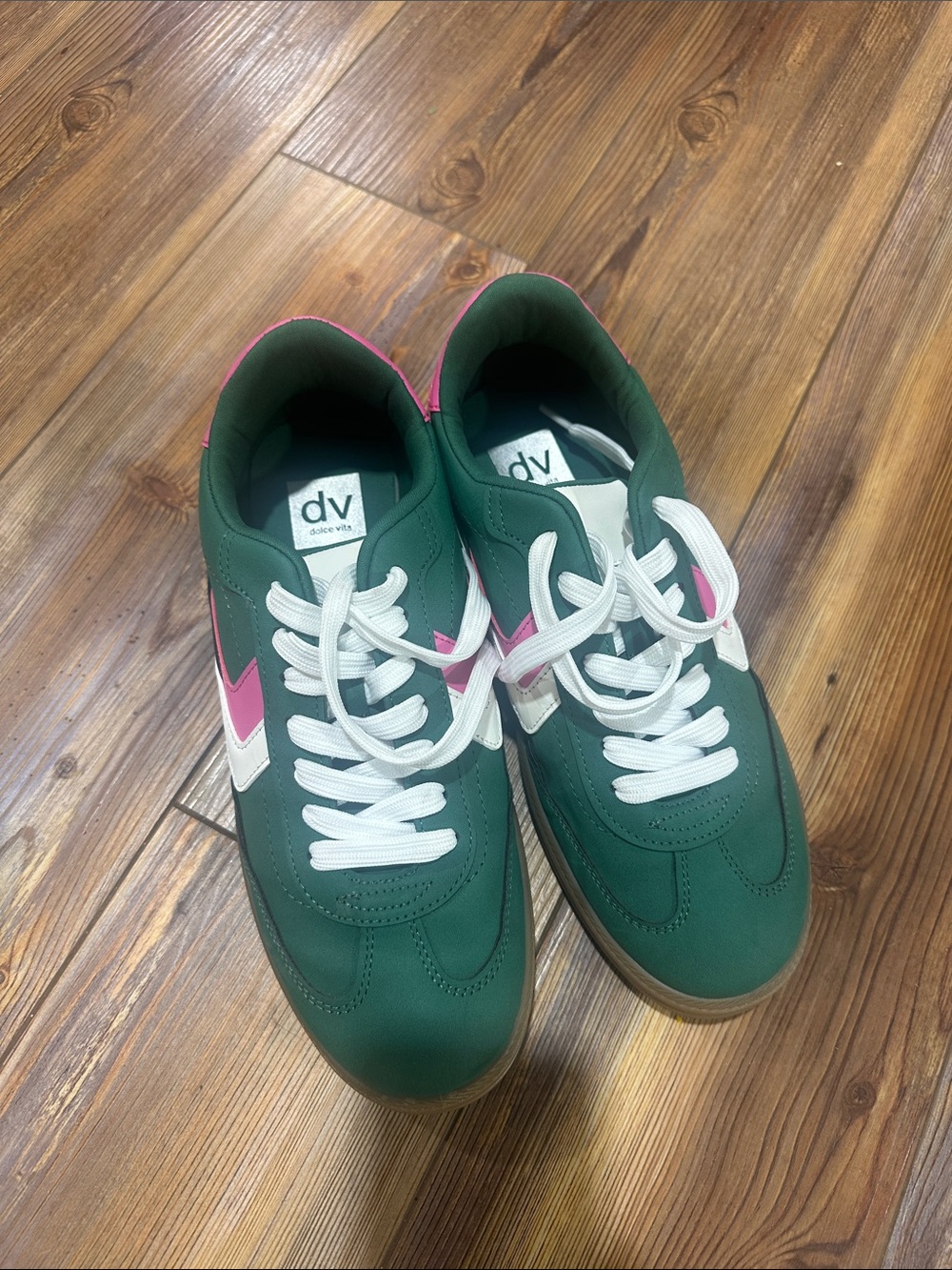 DV by Dolce Vita Green Sneakers with Pink Accents